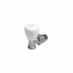 R431TG Válvula termostatizable a escuadra, de doble reglaje y con conexión para adaptador.